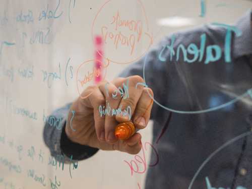 Close up photo of someone writing on a whiteboard